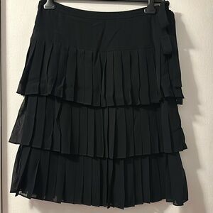 Calvin Klein black ruffled tiered silk skirt, sz 6